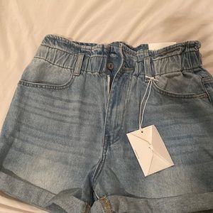 High waisted paper bag shorts